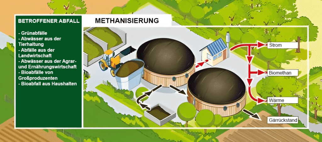 System zur Methanisierung von Bioabfall