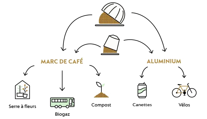 Schéma recyclage marc de café