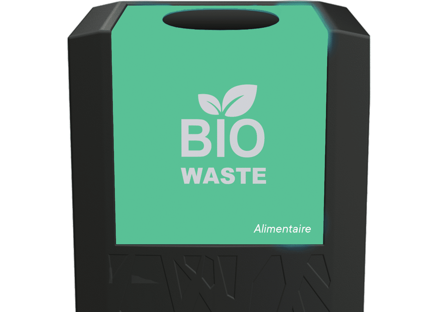Poubelle de tri agora de la gamme greenoffice pour le tri des biodéchets, personnalisé en vert avec un pictogramme de biodéchet