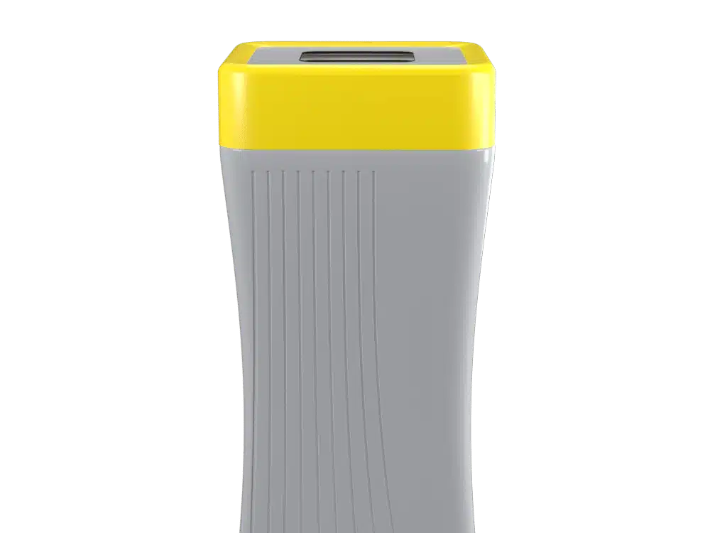 Poubelle de tri One de la gamme Greenoffice avec un couvercle personnalisable, ici en jaune pour le recyclage des déchet