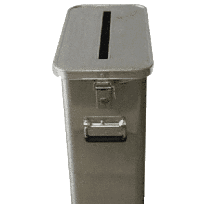 Borne de tri 70L sécurisée avec clef et fente pour la collecte et le recyclage des déchets papier