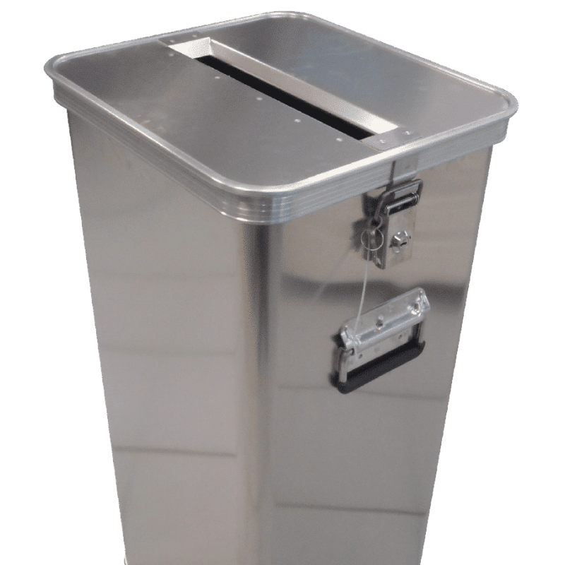 Borne de tri 90L sécurisée avec clef et fente pour la collecte et le recyclage des déchets papier