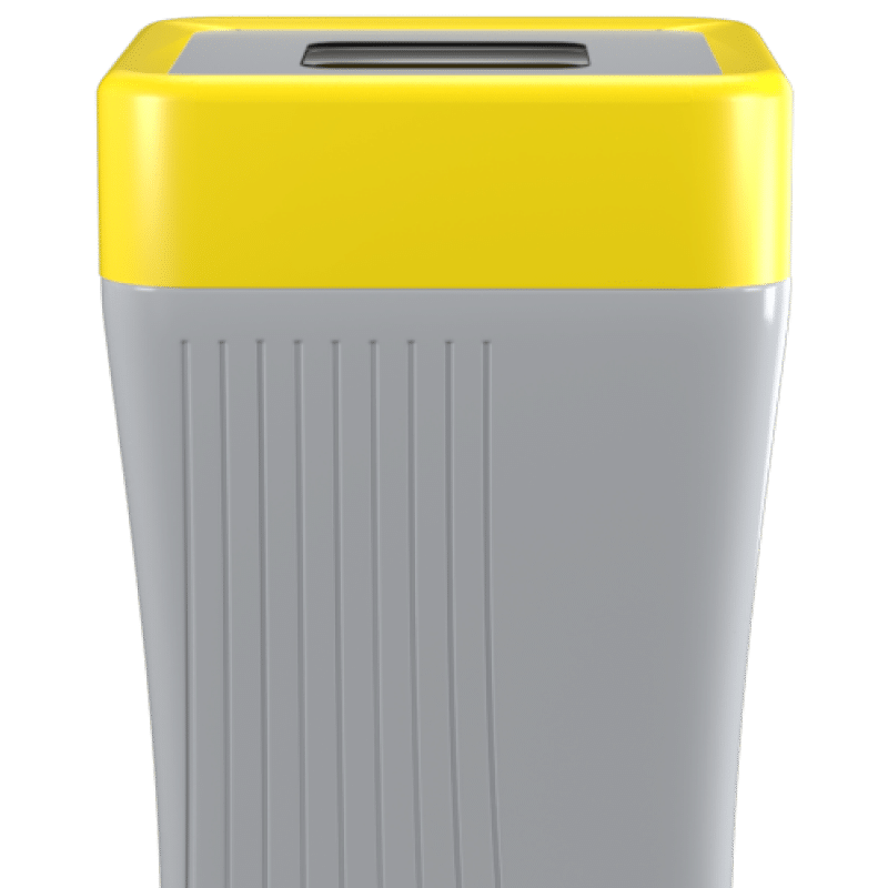 Poubelle de tri One de la gamme Greenoffice avec un couvercle personnalisable, ici en jaune pour le recyclage des déchet