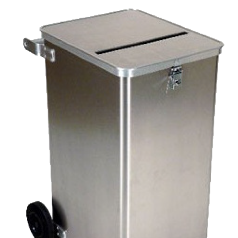 Borne de tri 240L sécurisée avec clef et fente pour la collecte et le recyclage des déchets papier
