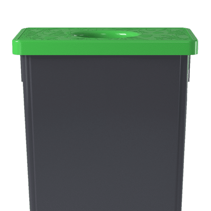 Poubelle de tri Triade pour les professionnels ici avec bac noir, couvercle vert et ouverture ronde pour le tri des déchets