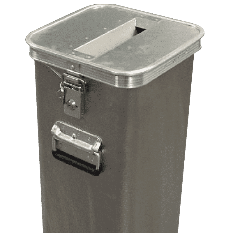 Borne de tri 60L sécurisée avec clef et fente pour la collecte et le recyclage des déchets papier