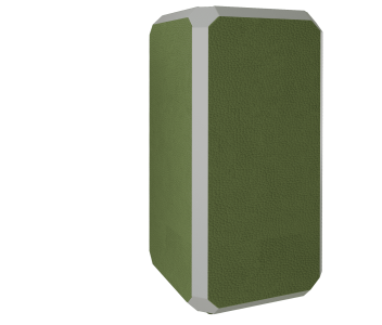 Poubelles haute gamme Noov de la gamme Greenoffice, en cuir vert et armature en aluminium gris.